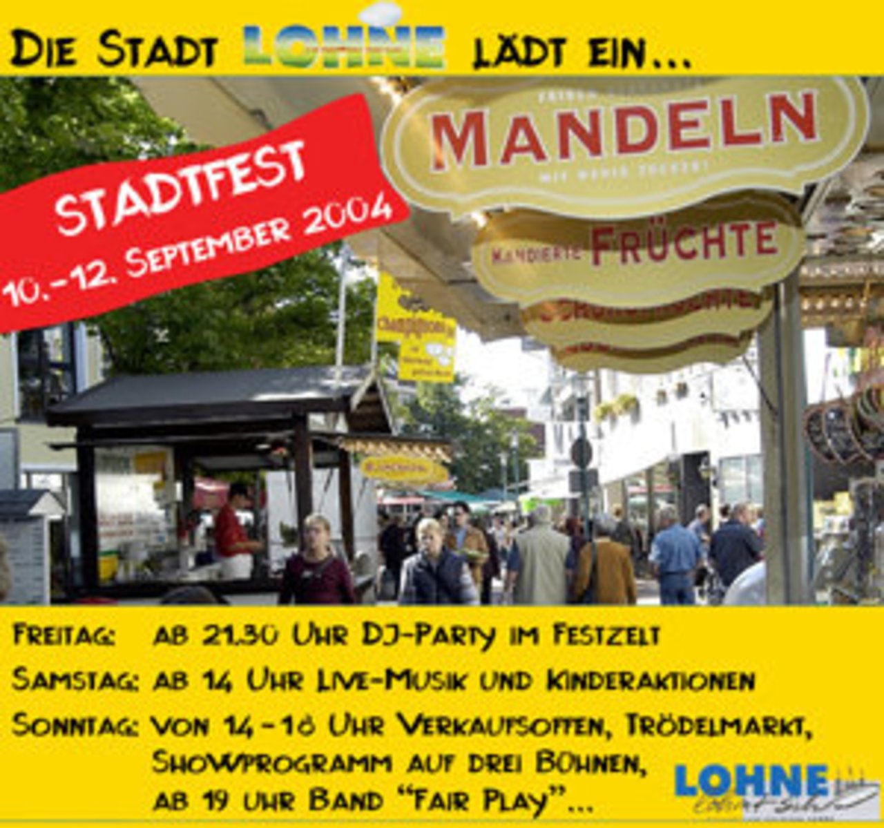 Stadtfestwerbung auf neuen Hinweistafeln an den Stadteingängen